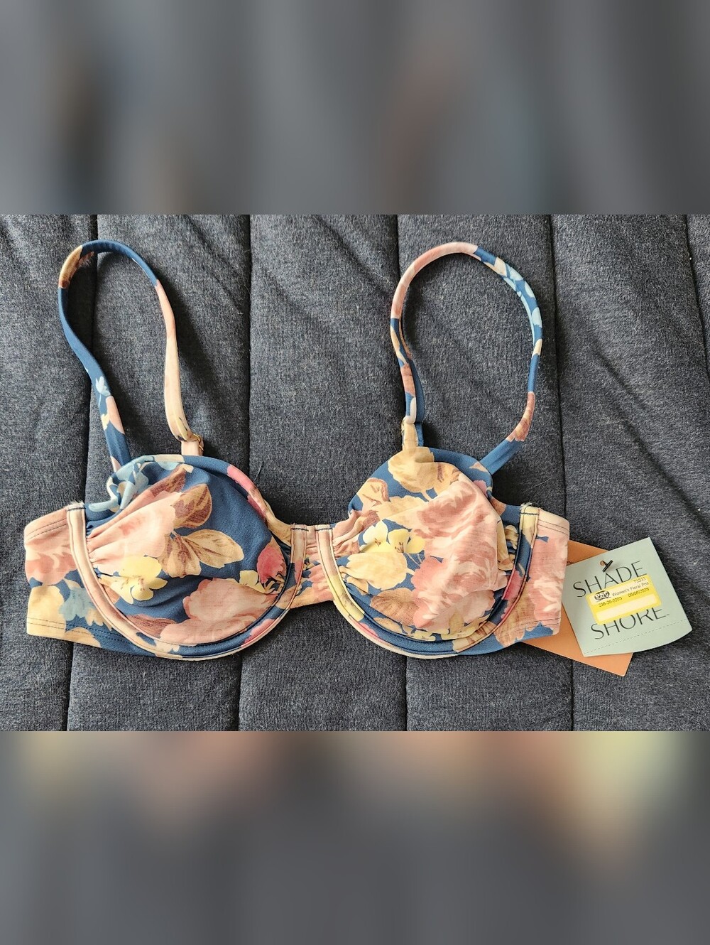 NWT Shade & Shore Floral Underwire Bikini Top - Blue & Peach